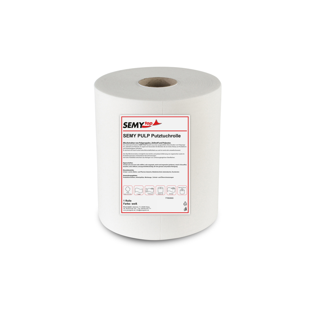Pulp Putztuchrolle 290 mm, weiß, Polypropylen / Zellstoff - 1 Rolle