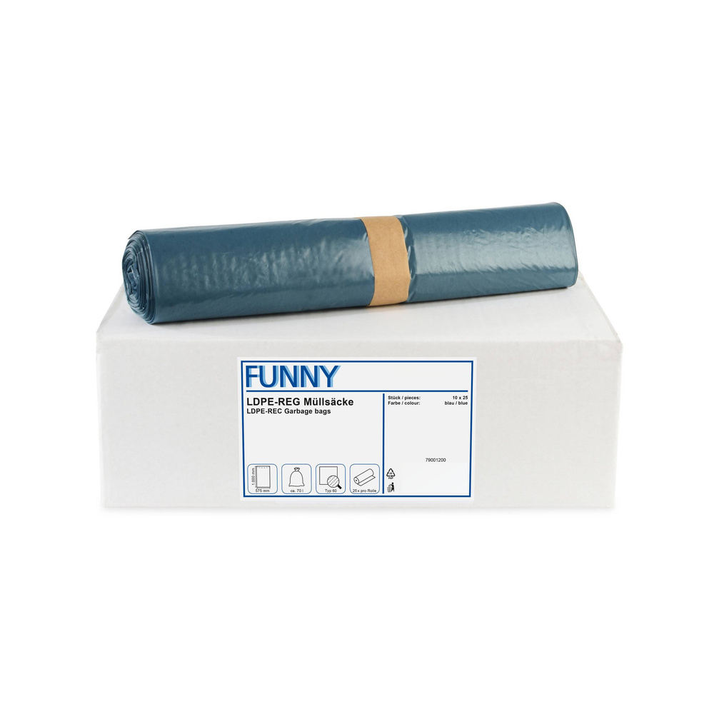 LDPE-Regenerat Müllsäcke, blau, - 10 Rollen