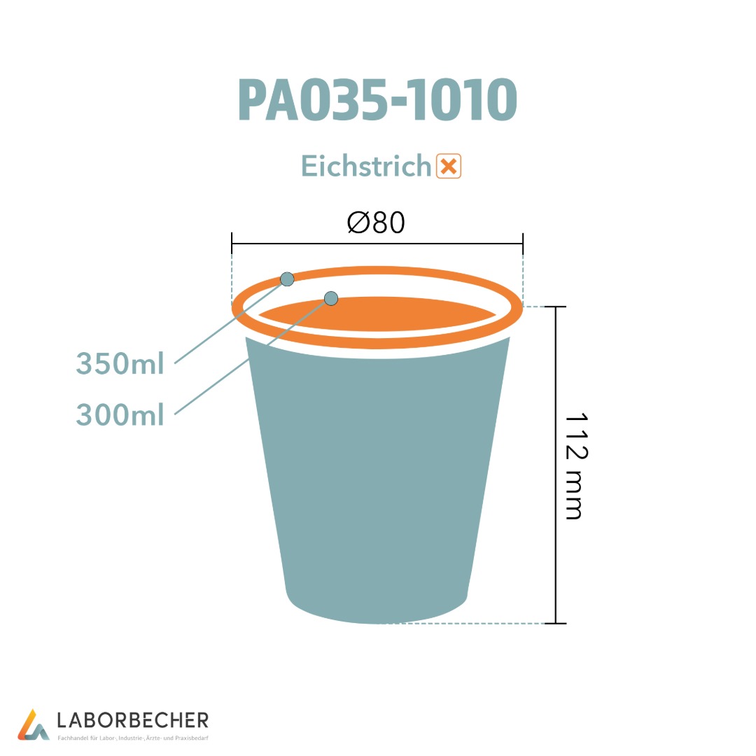 Hartpapierbecher 350 Ø80x112mm 300ml PAP/PE weiß ohne Eichstrich - 1000 Stück