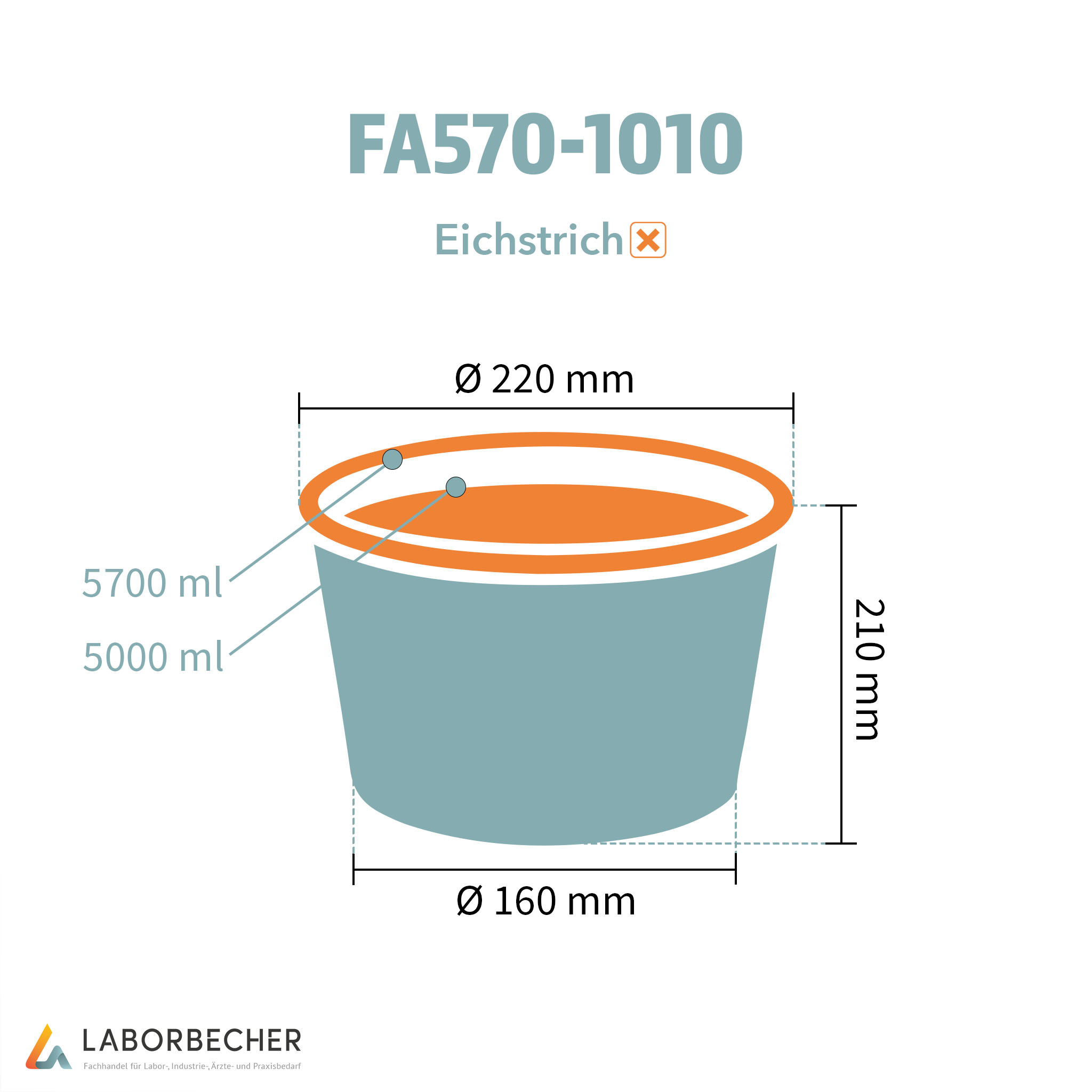 Hartpapierbecher 5700 ml max., Ø 220 x H 210 mm, 5000 ml, PAP/PE-beschichtet, weiß - 120 Stück