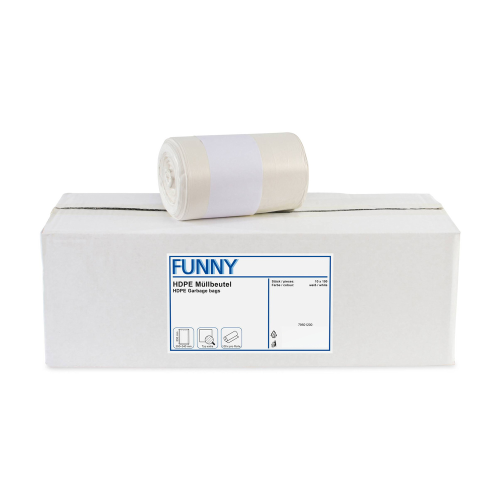 HDPE Müllbeutel, extra, weiß, - 10 Rollen