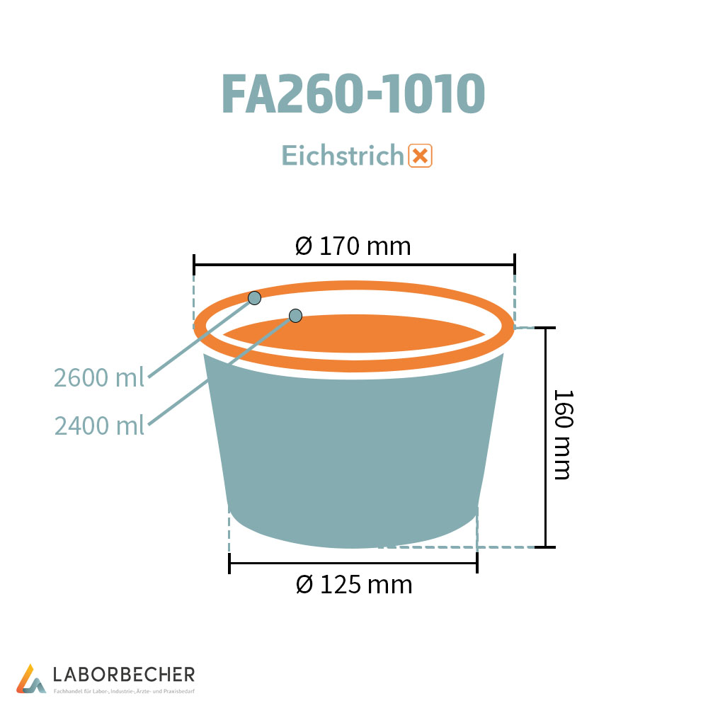 Hartpapierbecher 2600 ml max., Ø 170 x H 160 mm, 2400 ml, PAP/PE-beschichtet, weiß - 300 Stück