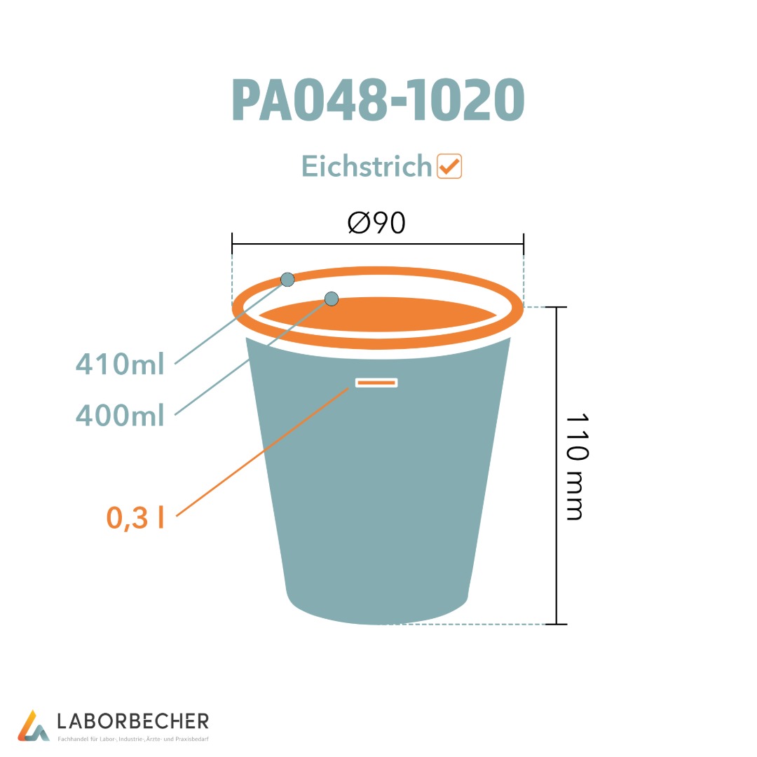 Hartpapierbecher 480 Ø90x110mm 400ml PAP/PE weiß Eichstrich 0,3 l - 800 Stück