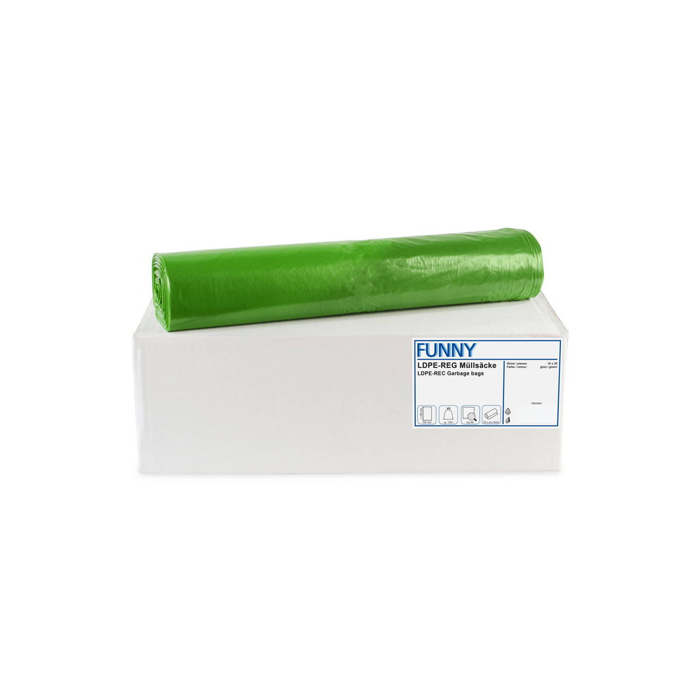 LDPE-Regenerat Müllsäcke, grün, - 10 Rollen