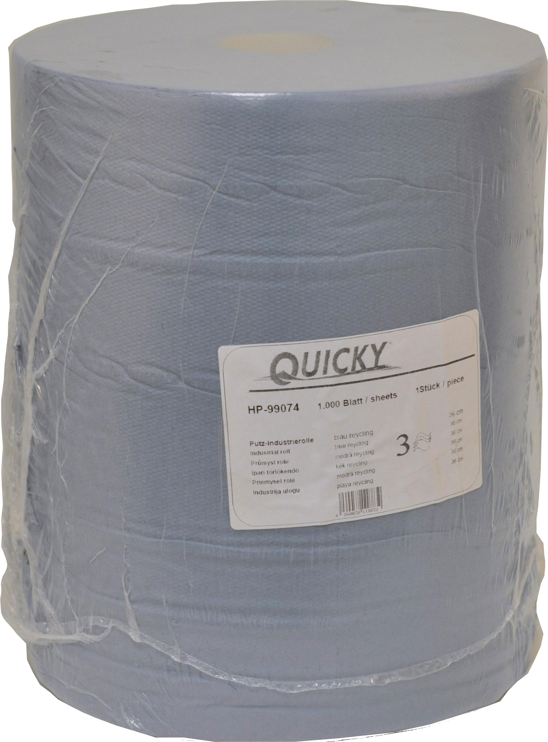Industriepapierrolle 3-lagig, 36x33 cm, 950 Blatt blau (1 Rolle)