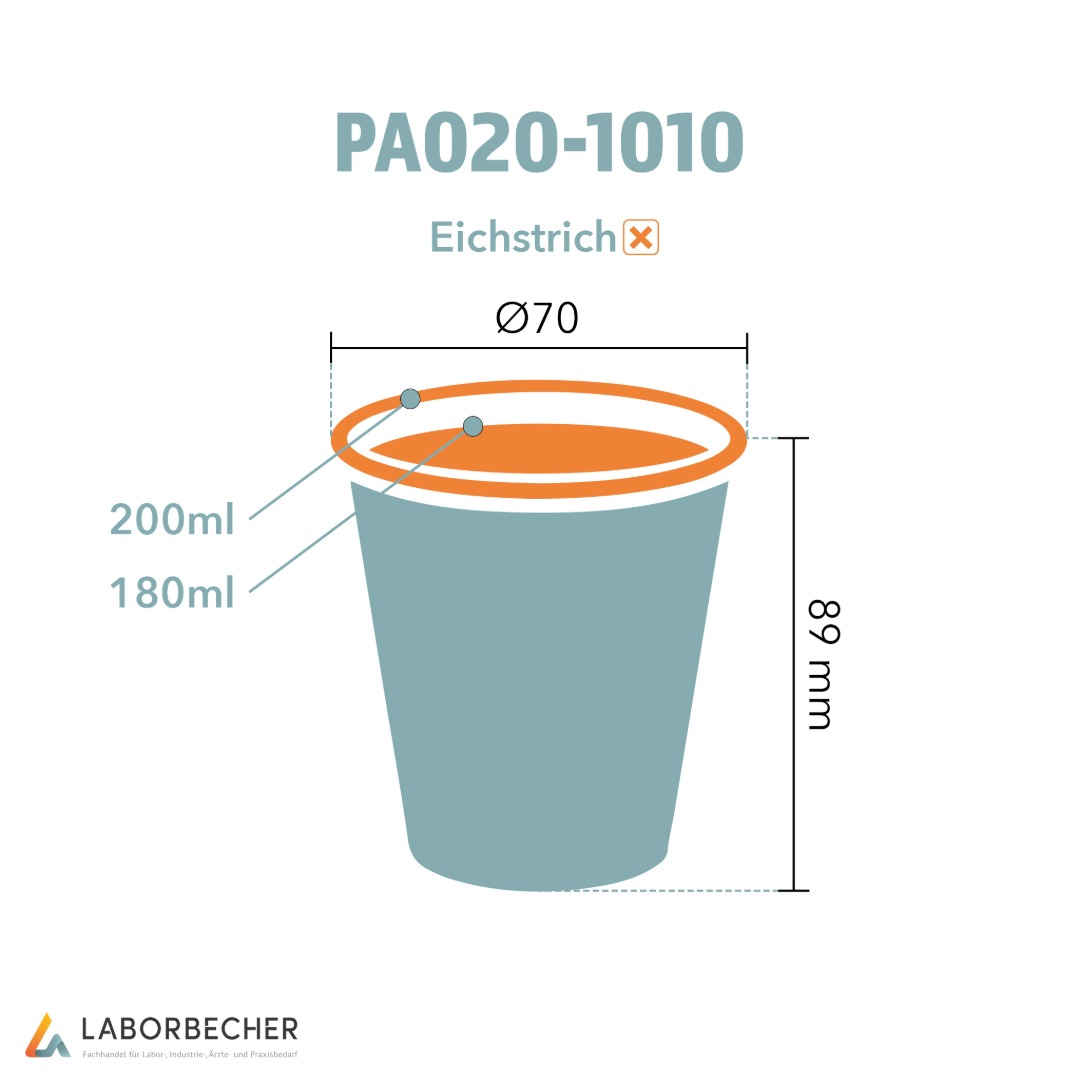Hartpapierbecher Ø70x89mm 180ml PAP/PE weiß ohne Eichstrich - 2500 Stück