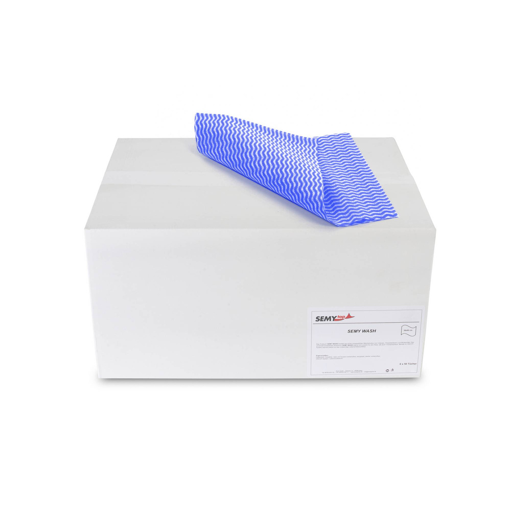 Wash Putztuch blau, 380x600 mm, Viskose / Polyester und Bindemittel je Box 50 Blatt - 6 Boxen