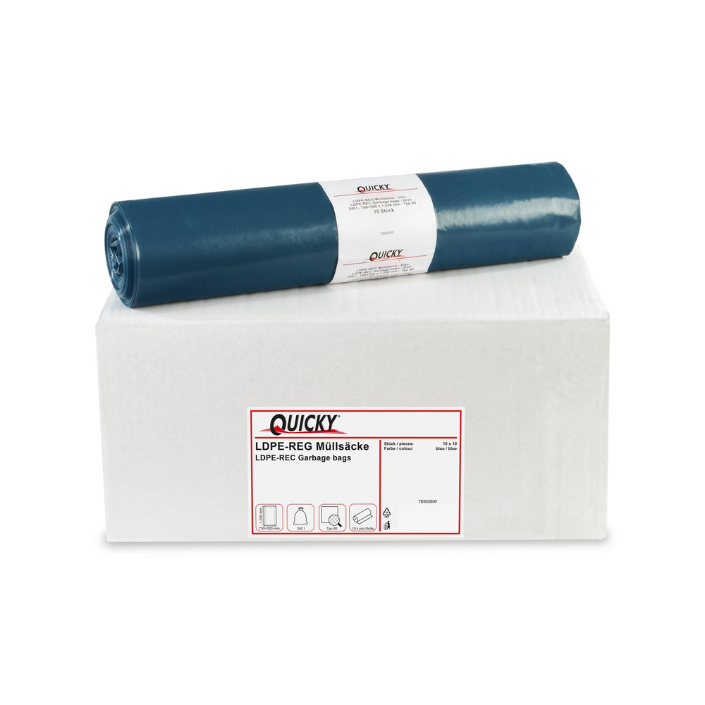LDPE-Regenerat Müllsäcke, blau - 10 Rollen