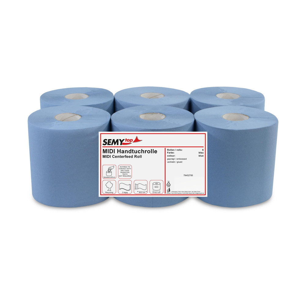 Handtuchrolle MIDI 196 mm, 2-lagig, Recyclingpapier - 6 Rollen