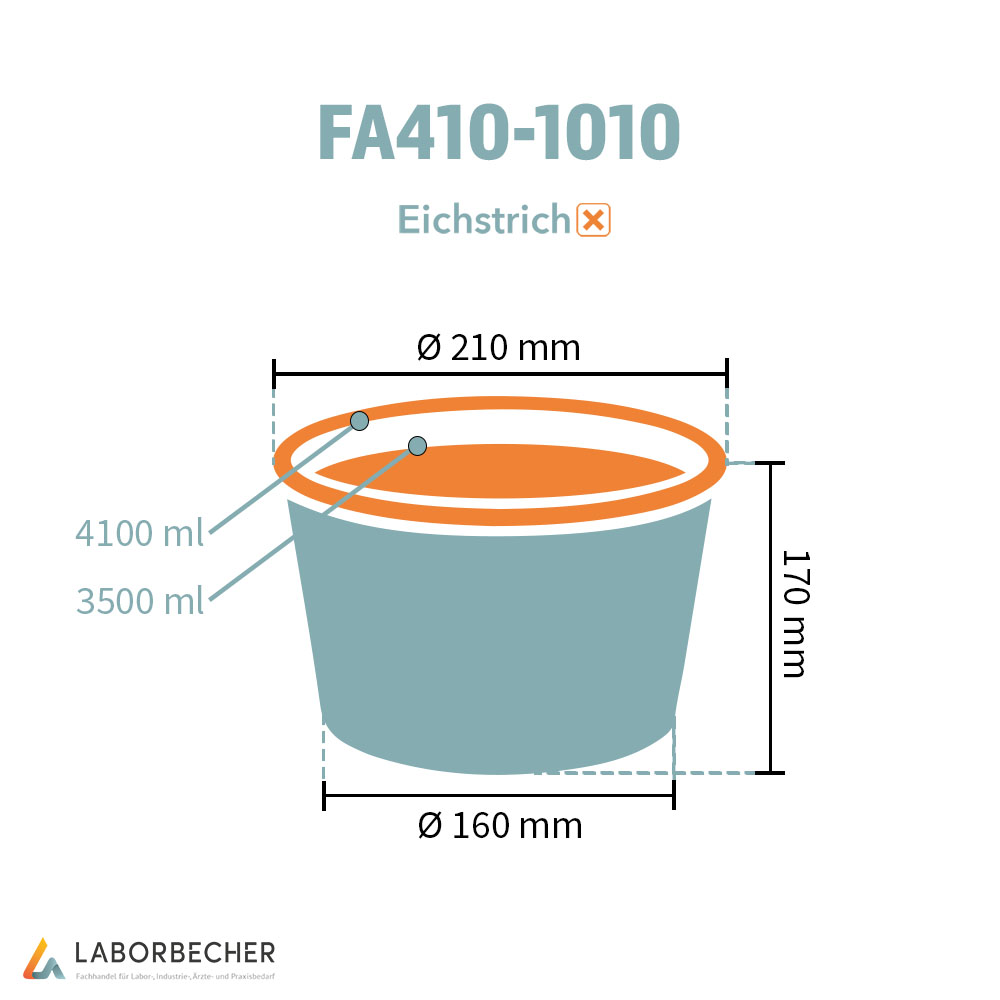 Hartpapierbecher 4100 ml max., Ø 210 x H 170 mm, 3500 ml, PAP/PE-beschichtet, weiß - 250 Stück