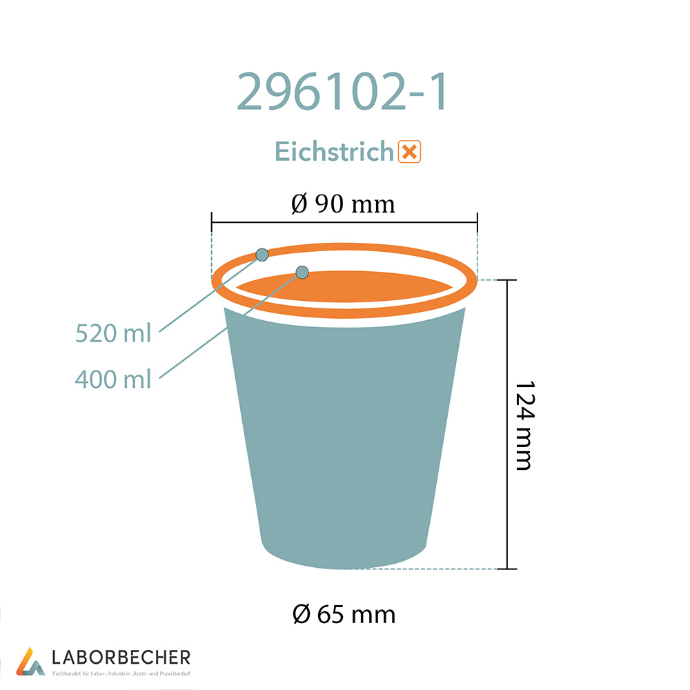 PP-Becher 400ml klar Ø90x124mm randvoll 520 ml Kunststoff - 608 Stück