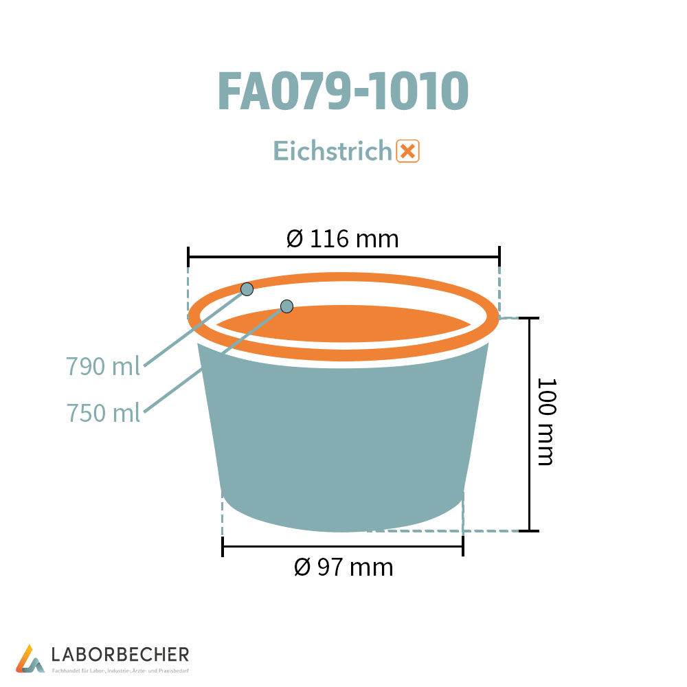 Hartpapierbecher 790 ml max., Ø 116 x H 100 mm, 750 ml, PAP/PE-beschichtet, weiß - 600 Stück