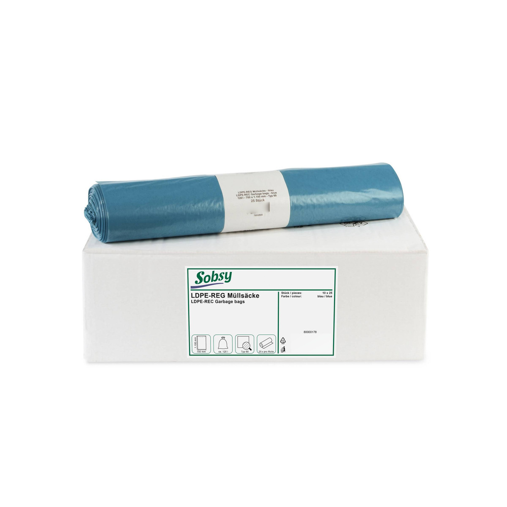 LDPE-Regenerat Müllsäcke, blau - 10 Rollen