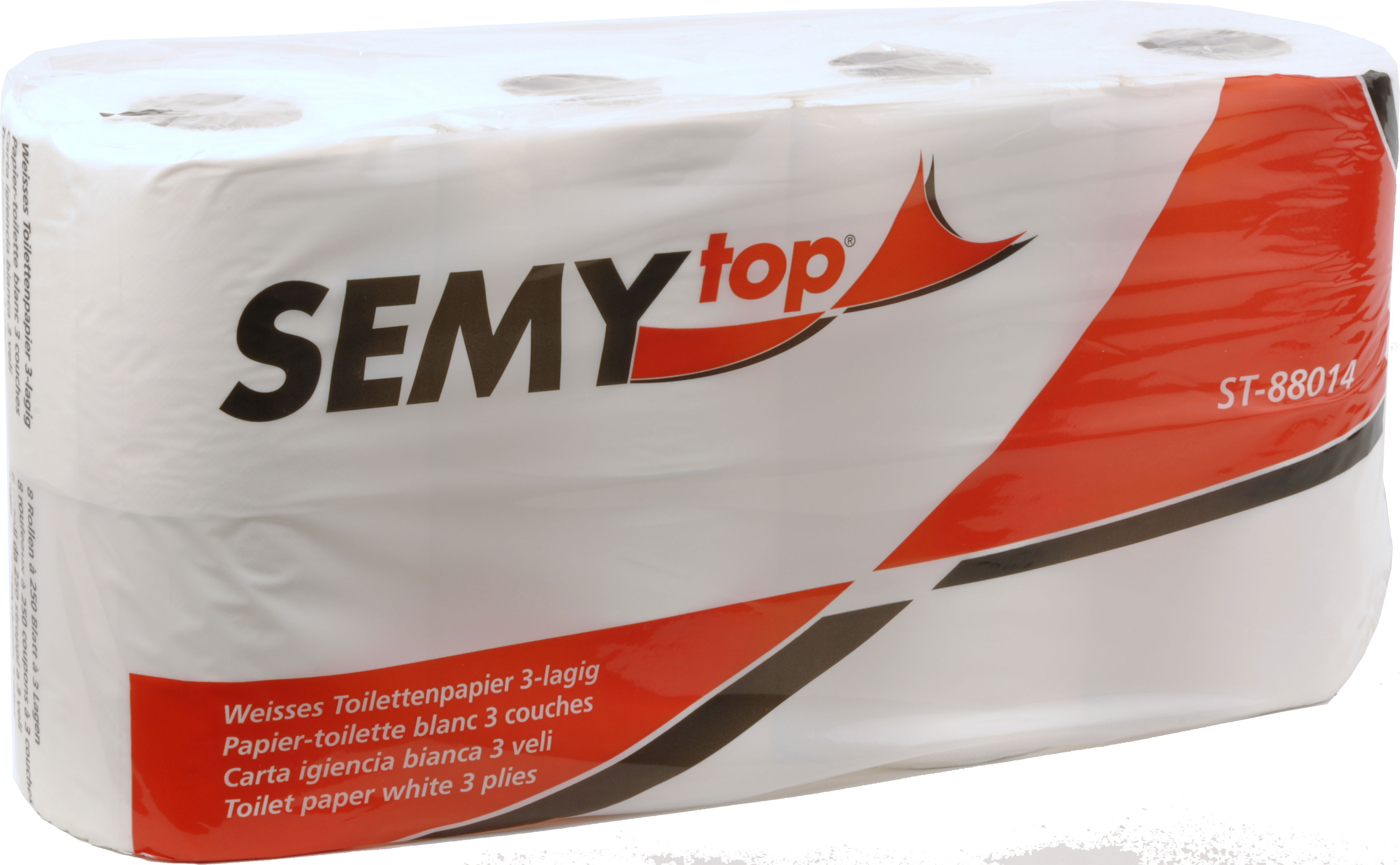 Toilettenpapier 3-lagig, 9,6x10,5 cm, hochweiß, 250 Blatt (7x8 Rollen)