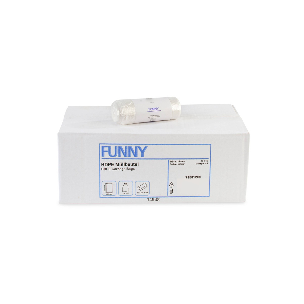 HDPE Müllbeutel, natur, 18 l,, transparent - 40 Rollen