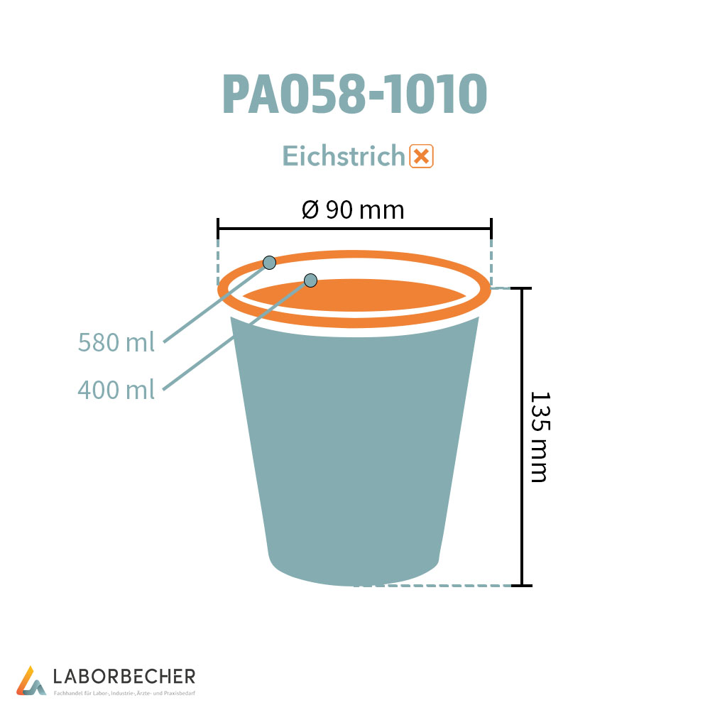 Hartpapierbecher 580 ml max., Ø 90 x H 135 mm, 400 ml, PAP/PE, weiß ohne Eichstrich - 1000 Stück
