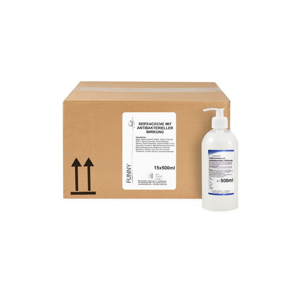 Seifencreme mit antibakterieller Wirkung, weiß 15 x 500 ml - 7.5 Liter