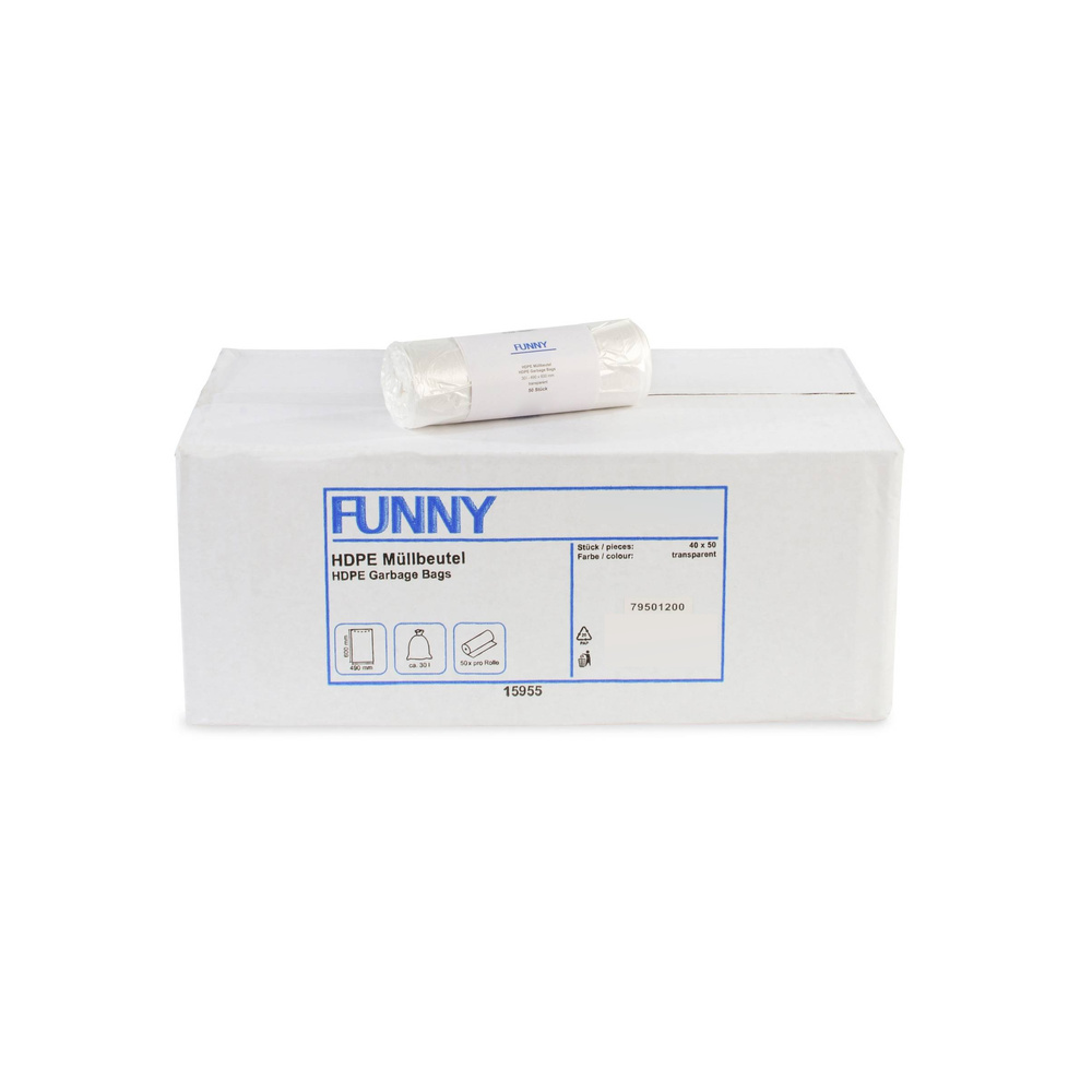 HDPE Müllbeutel, natur, 30 l, - 40 Rollen